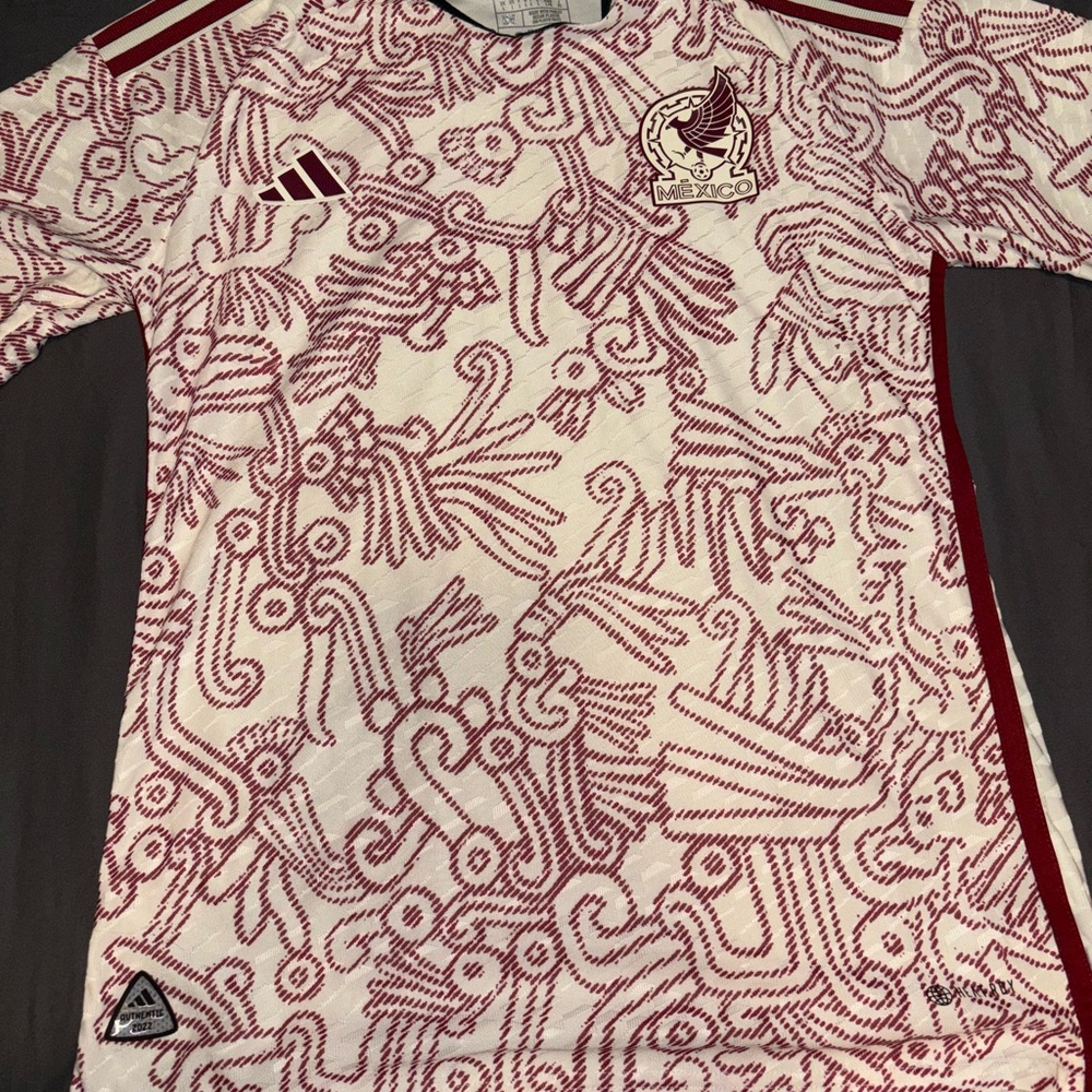 Adidas White and Red Soccer Jersey